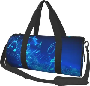 Sports Gym Bag for Women Men Travel Duffel Bag Tote Blue Musical Notes Weekender Bag Canvas Carry on Overnight Bag for Travel Swimming Fitness Workout Sports Duffle Bag