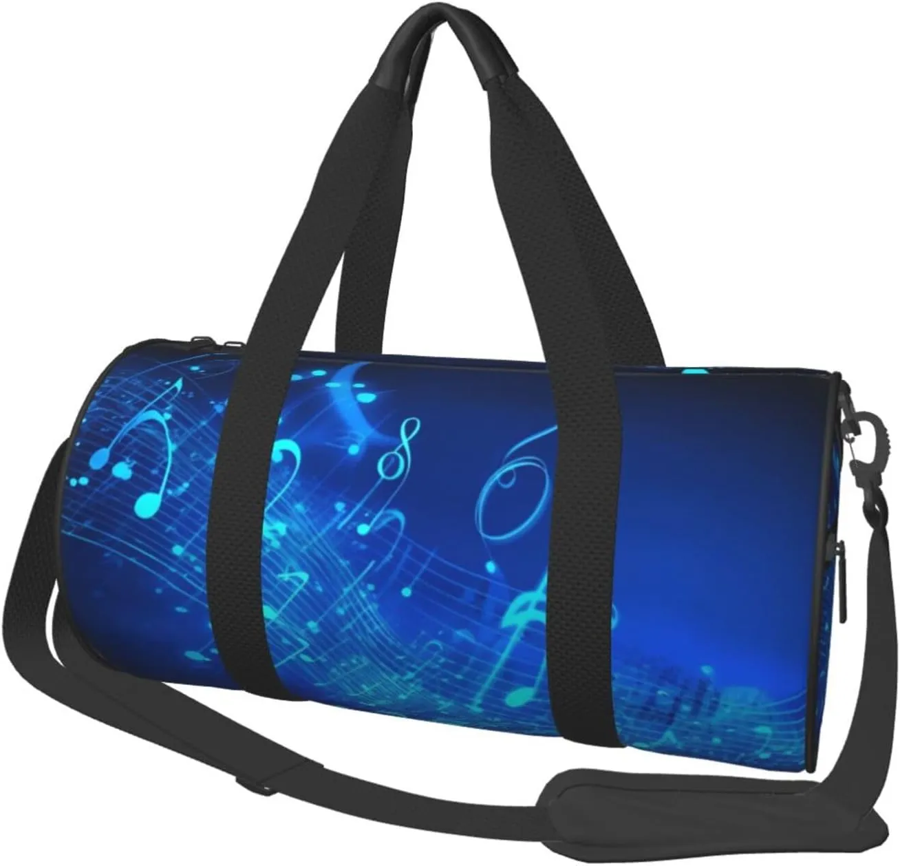 Sports Gym Bag for Women Men Travel Duffel Bag Tote Blue Musical Notes Weekender Bag Canvas Carry on Overnight Bag for Travel Swimming Fitness Workout Sports Duffle Bag