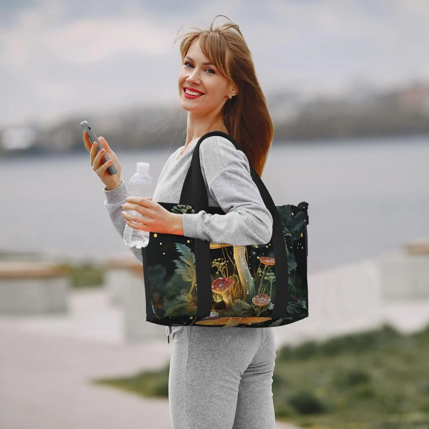 Sports Gym Bag for Women Men Travel Duffel Bag Tote Butterfly Mushroom Weekender Bag Canvas Carry on Overnight Bag for Travel Swimming Fitness Workout Sports Duffle Bag