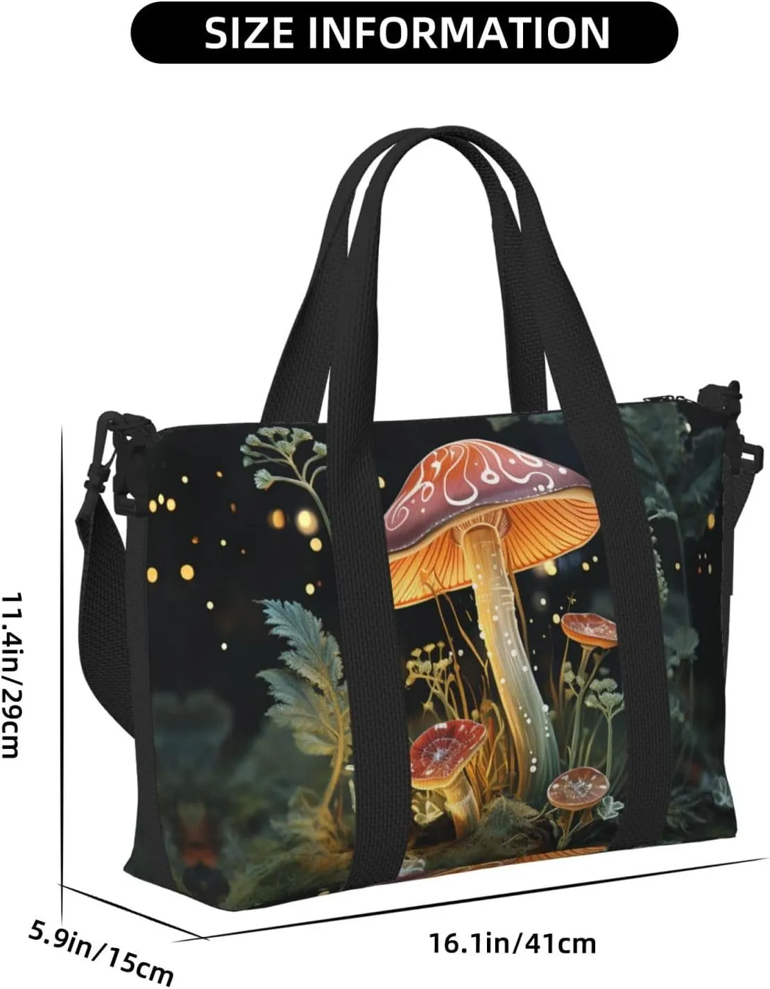 Sports Gym Bag for Women Men Travel Duffel Bag Tote Butterfly Mushroom Weekender Bag Canvas Carry on Overnight Bag for Travel Swimming Fitness Workout Sports Duffle Bag