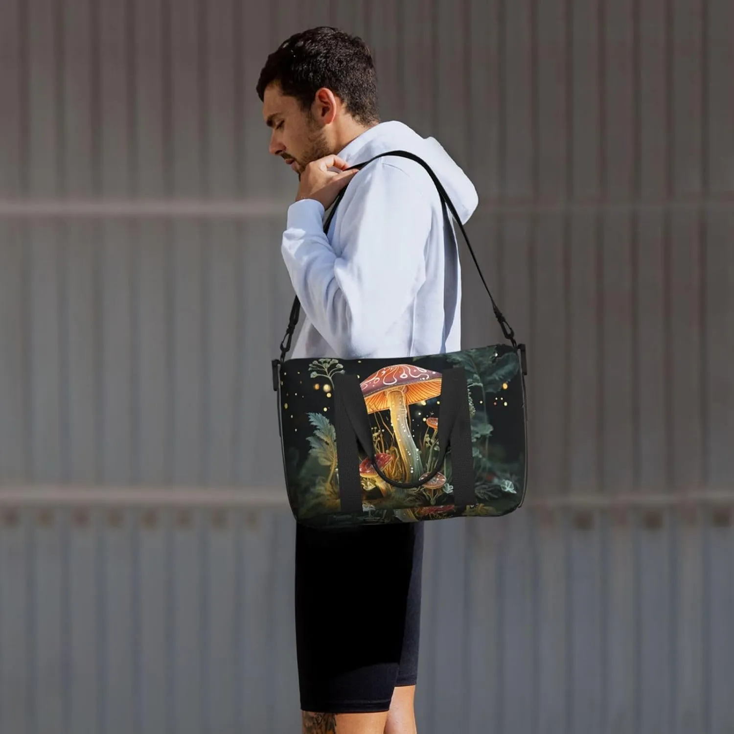 Sports Gym Bag for Women Men Travel Duffel Bag Tote Butterfly Mushroom Weekender Bag Canvas Carry on Overnight Bag for Travel Swimming Fitness Workout Sports Duffle Bag