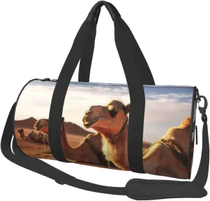 Sports Gym Bag for Women Men Travel Duffel Bag Tote Camels Rest Desert Weekender Bag Canvas Carry on Overnight Bag for Travel Swimming Fitness Workout Sports Duffle Bag