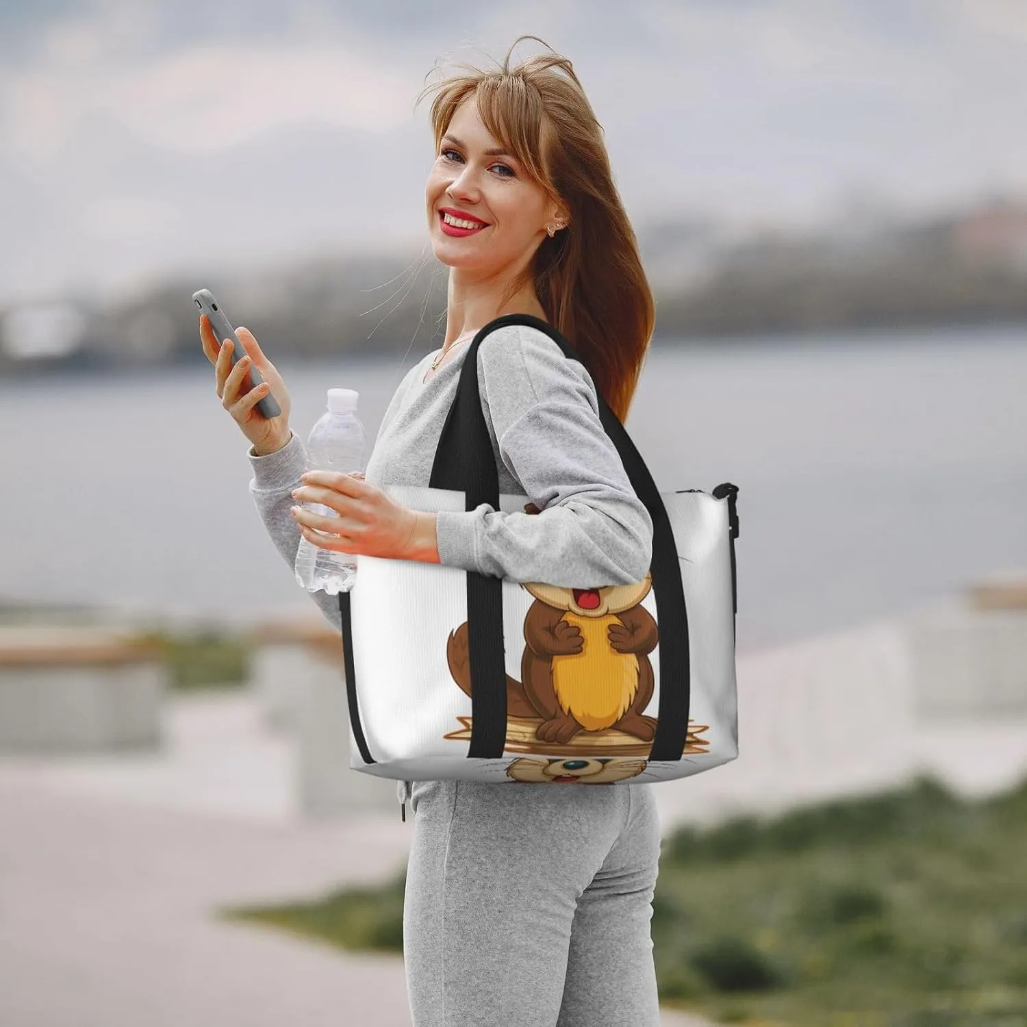 Sports Gym Bag for Women Men Travel Duffel Bag Tote Cartoon animated beaver Weekender Bag Canvas Carry on Overnight Bag for Travel Swimming Fitness Workout Sports Duffle Bag