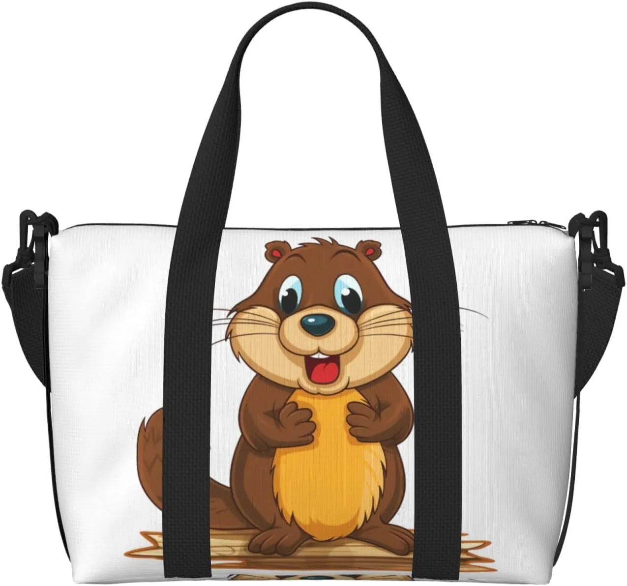Sports Gym Bag for Women Men Travel Duffel Bag Tote Cartoon animated beaver Weekender Bag Canvas Carry on Overnight Bag for Travel Swimming Fitness Workout Sports Duffle Bag