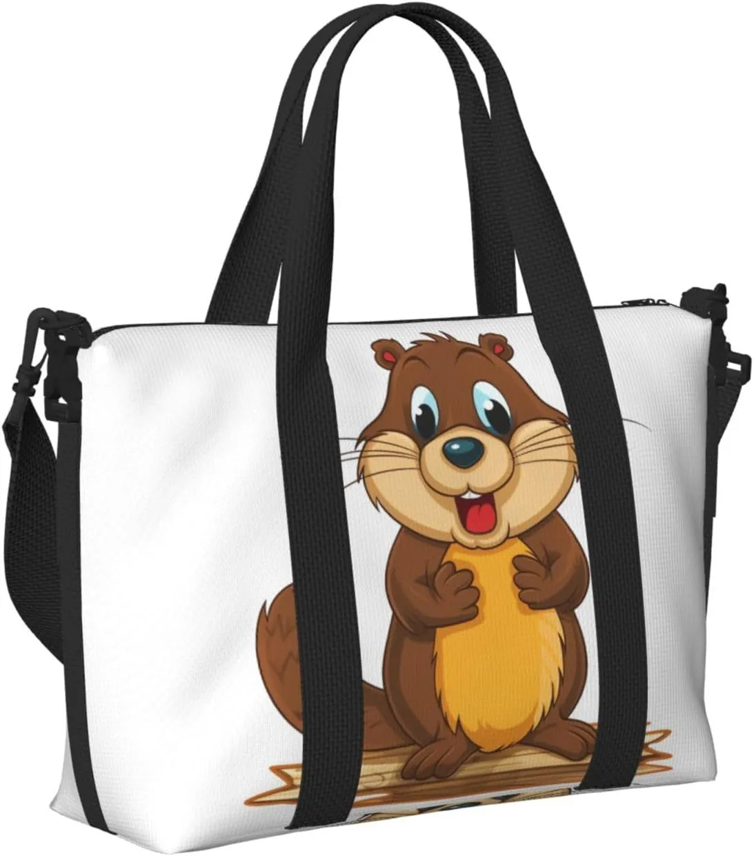 Sports Gym Bag for Women Men Travel Duffel Bag Tote Cartoon animated beaver Weekender Bag Canvas Carry on Overnight Bag for Travel Swimming Fitness Workout Sports Duffle Bag