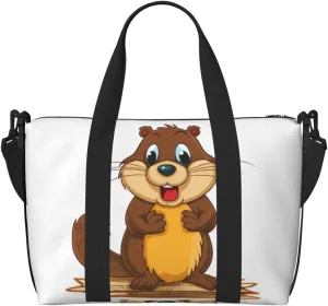 Sports Gym Bag for Women Men Travel Duffel Bag Tote Cartoon animated beaver Weekender Bag Canvas Carry on Overnight Bag for Travel Swimming Fitness Workout Sports Duffle Bag