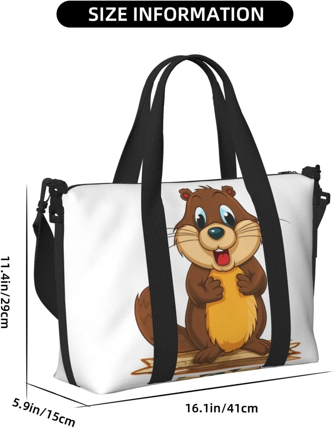 Sports Gym Bag for Women Men Travel Duffel Bag Tote Cartoon animated beaver Weekender Bag Canvas Carry on Overnight Bag for Travel Swimming Fitness Workout Sports Duffle Bag