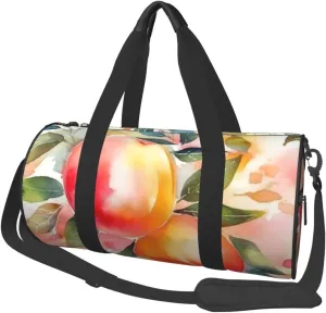 Sports Gym Bag for Women Men Travel Duffel Bag Tote Colorful Peach Watercolor Design Weekender Bag Canvas Carry on Overnight Bag for Travel Swimming Fitness Workout Sports Duffle Bag