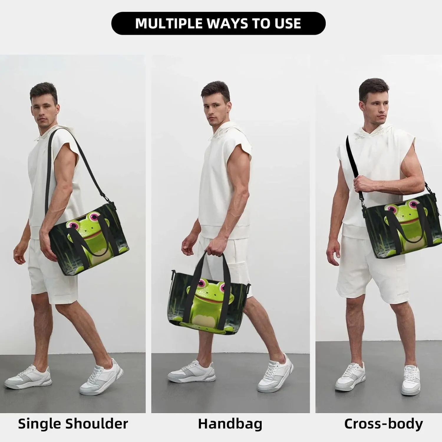 Sports Gym Bag for Women Men Travel Duffel Bag Tote Crown frog Weekender Bag Canvas Carry on Overnight Bag for Travel Swimming Fitness Workout Sports Duffle Bag