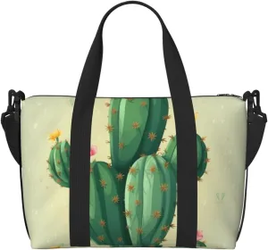 Sports Gym Bag for Women Men Travel Duffel Bag Tote Cute Cactus Weekender Bag Canvas Carry on Overnight Bag for Travel Swimming Fitness Workout Sports Duffle Bag