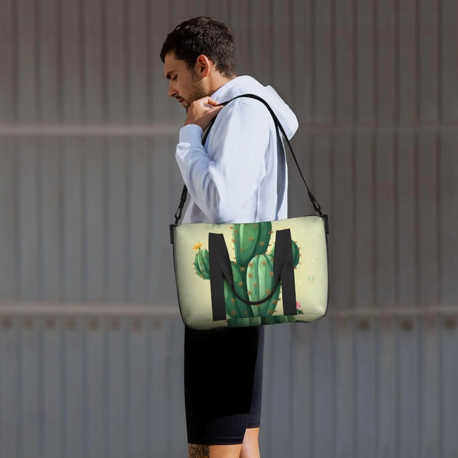 Sports Gym Bag for Women Men Travel Duffel Bag Tote Cute Cactus Weekender Bag Canvas Carry on Overnight Bag for Travel Swimming Fitness Workout Sports Duffle Bag