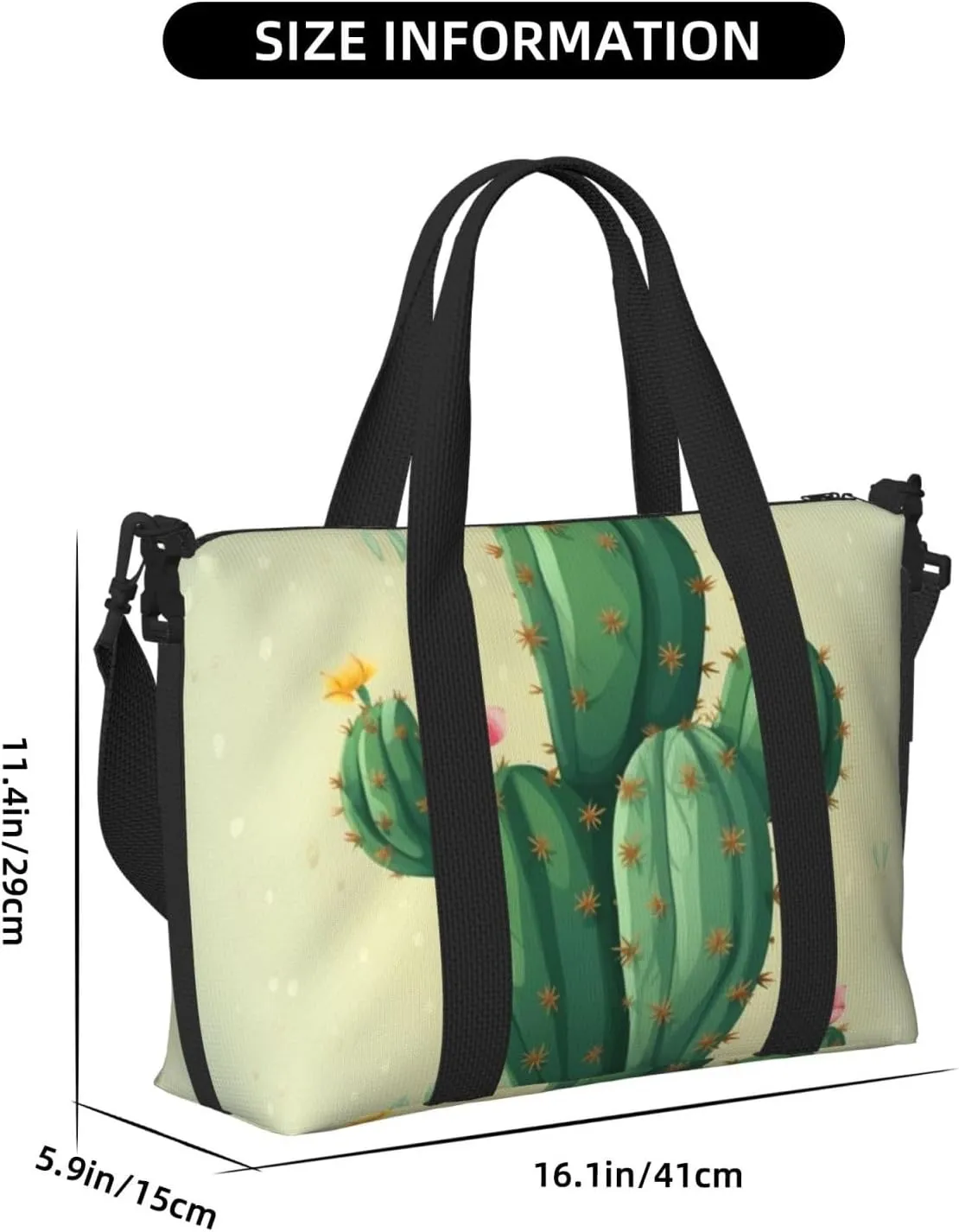 Sports Gym Bag for Women Men Travel Duffel Bag Tote Cute Cactus Weekender Bag Canvas Carry on Overnight Bag for Travel Swimming Fitness Workout Sports Duffle Bag