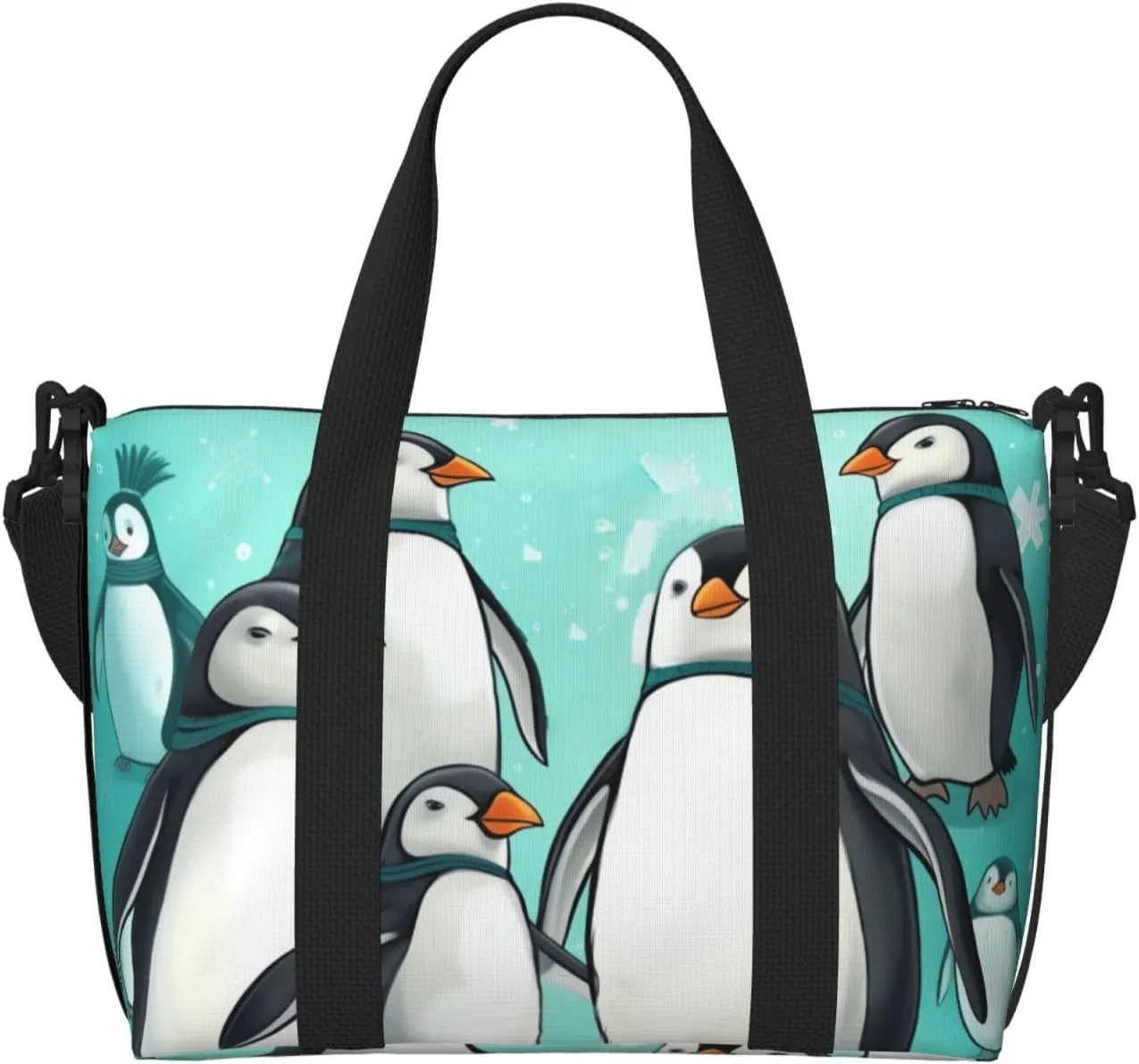 Sports Gym Bag for Women Men Travel Duffel Bag Tote Cute Penguins Weekender Bag Canvas Carry on Overnight Bag for Travel Swimming Fitness Workout Sports Duffle Bag