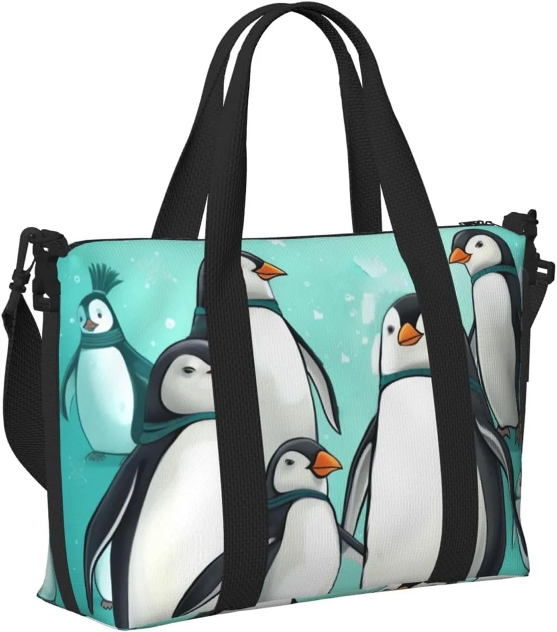 Sports Gym Bag for Women Men Travel Duffel Bag Tote Cute Penguins Weekender Bag Canvas Carry on Overnight Bag for Travel Swimming Fitness Workout Sports Duffle Bag