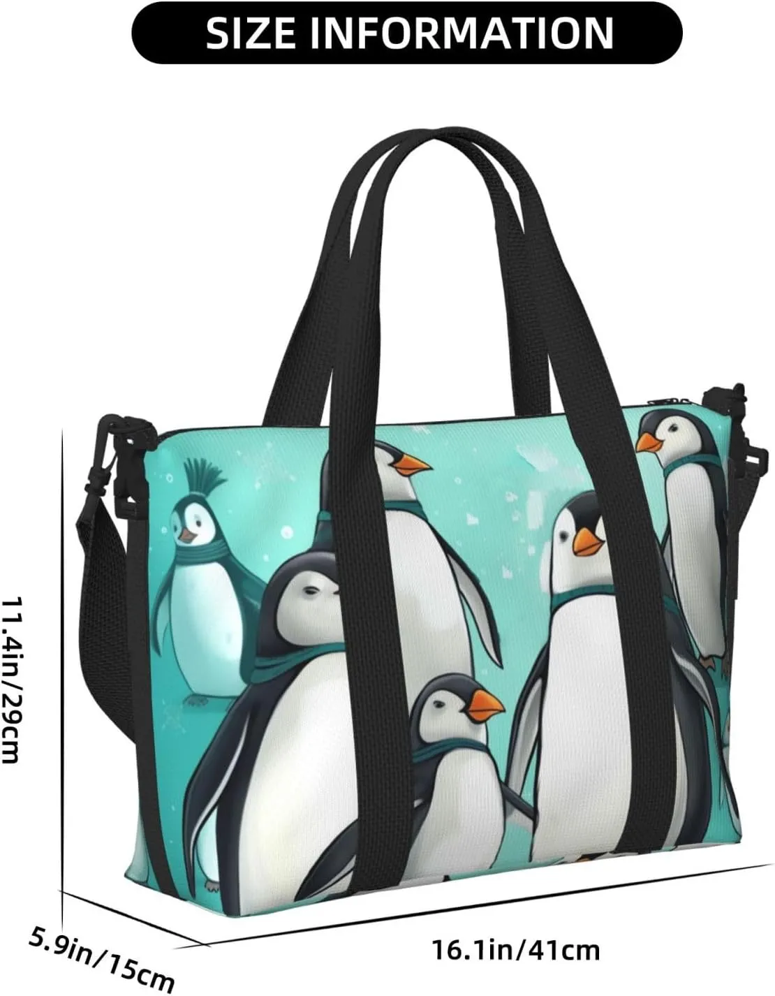 Sports Gym Bag for Women Men Travel Duffel Bag Tote Cute Penguins Weekender Bag Canvas Carry on Overnight Bag for Travel Swimming Fitness Workout Sports Duffle Bag