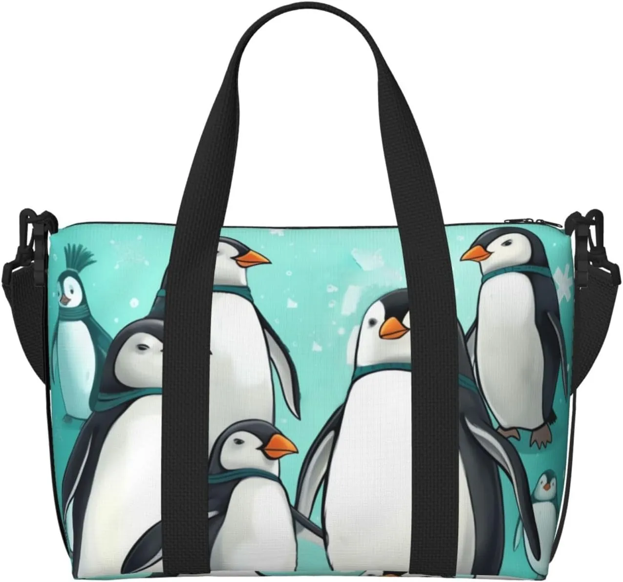 Sports Gym Bag for Women Men Travel Duffel Bag Tote Cute Penguins Weekender Bag Canvas Carry on Overnight Bag for Travel Swimming Fitness Workout Sports Duffle Bag