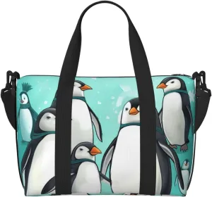 Sports Gym Bag for Women Men Travel Duffel Bag Tote Cute Penguins Weekender Bag Canvas Carry on Overnight Bag for Travel Swimming Fitness Workout Sports Duffle Bag