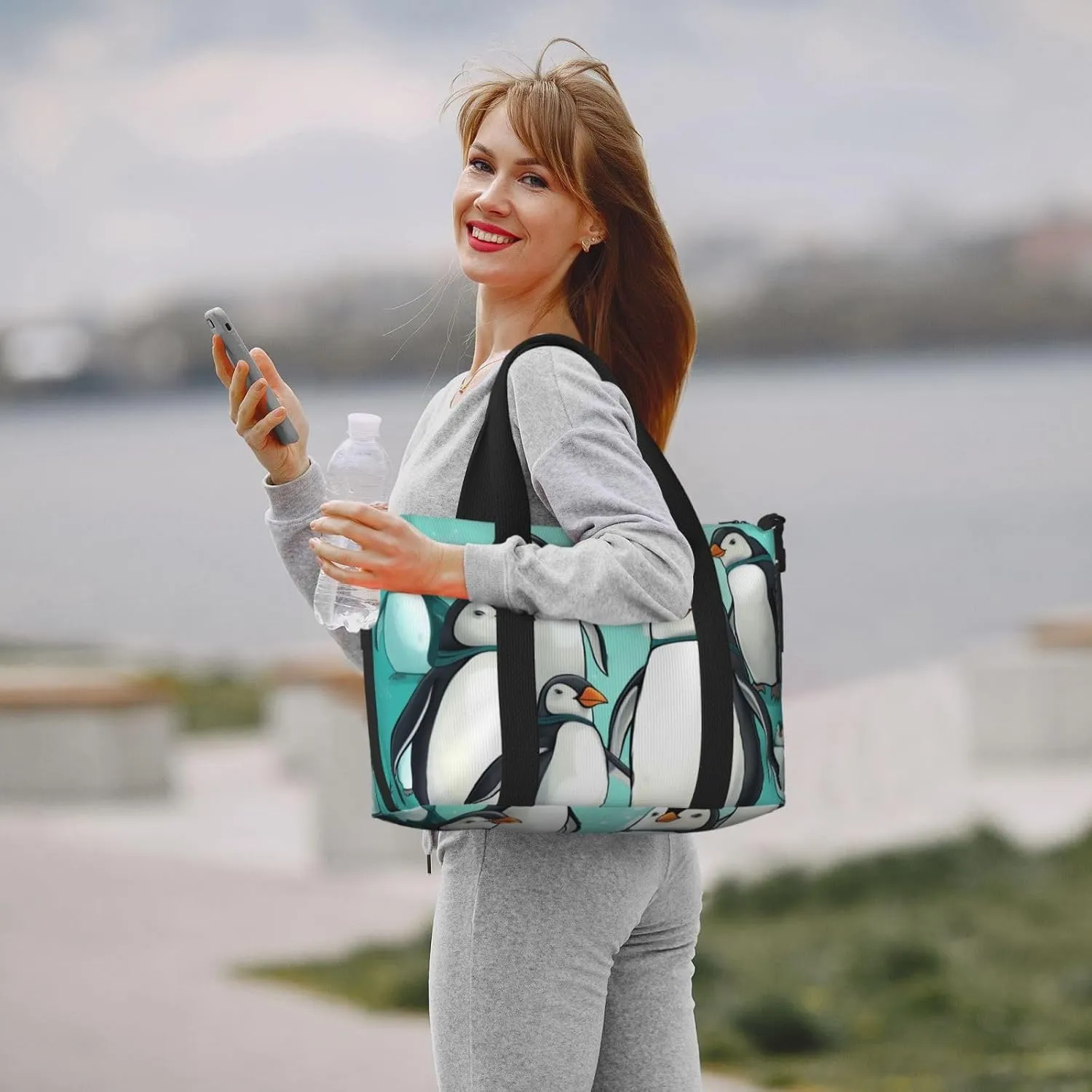 Sports Gym Bag for Women Men Travel Duffel Bag Tote Cute Penguins Weekender Bag Canvas Carry on Overnight Bag for Travel Swimming Fitness Workout Sports Duffle Bag