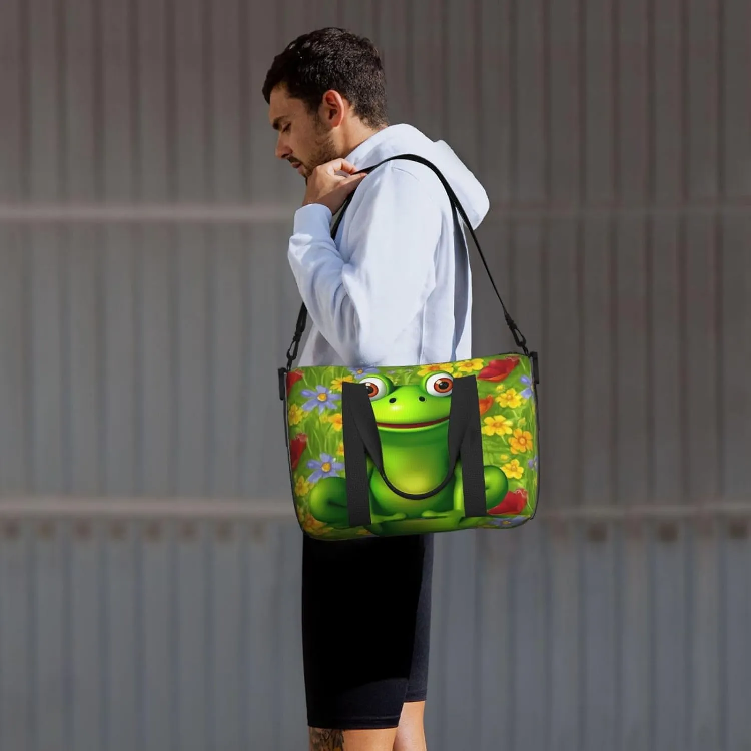 Sports Gym Bag for Women Men Travel Duffel Bag Tote frog Weekender Bag Canvas Carry on Overnight Bag for Travel Swimming Fitness Workout Sports Duffle Bag
