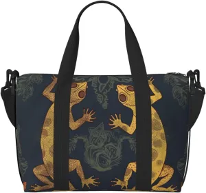 Sports Gym Bag for Women Men Travel Duffel Bag Tote Gecko Lizards Weekender Bag Canvas Carry on Overnight Bag for Travel Swimming Fitness Workout Sports Duffle Bag