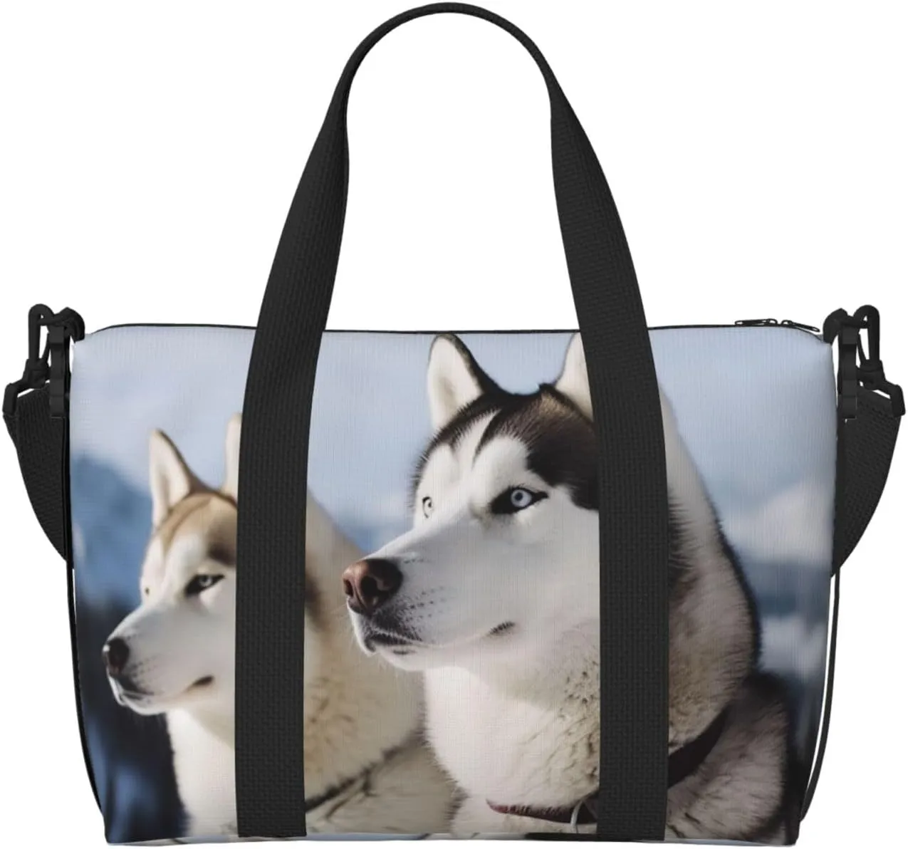 Sports Gym Bag for Women Men Travel Duffel Bag Tote Husky Dogs Weekender Bag Canvas Carry on Overnight Bag for Travel Swimming Fitness Workout Sports Duffle Bag