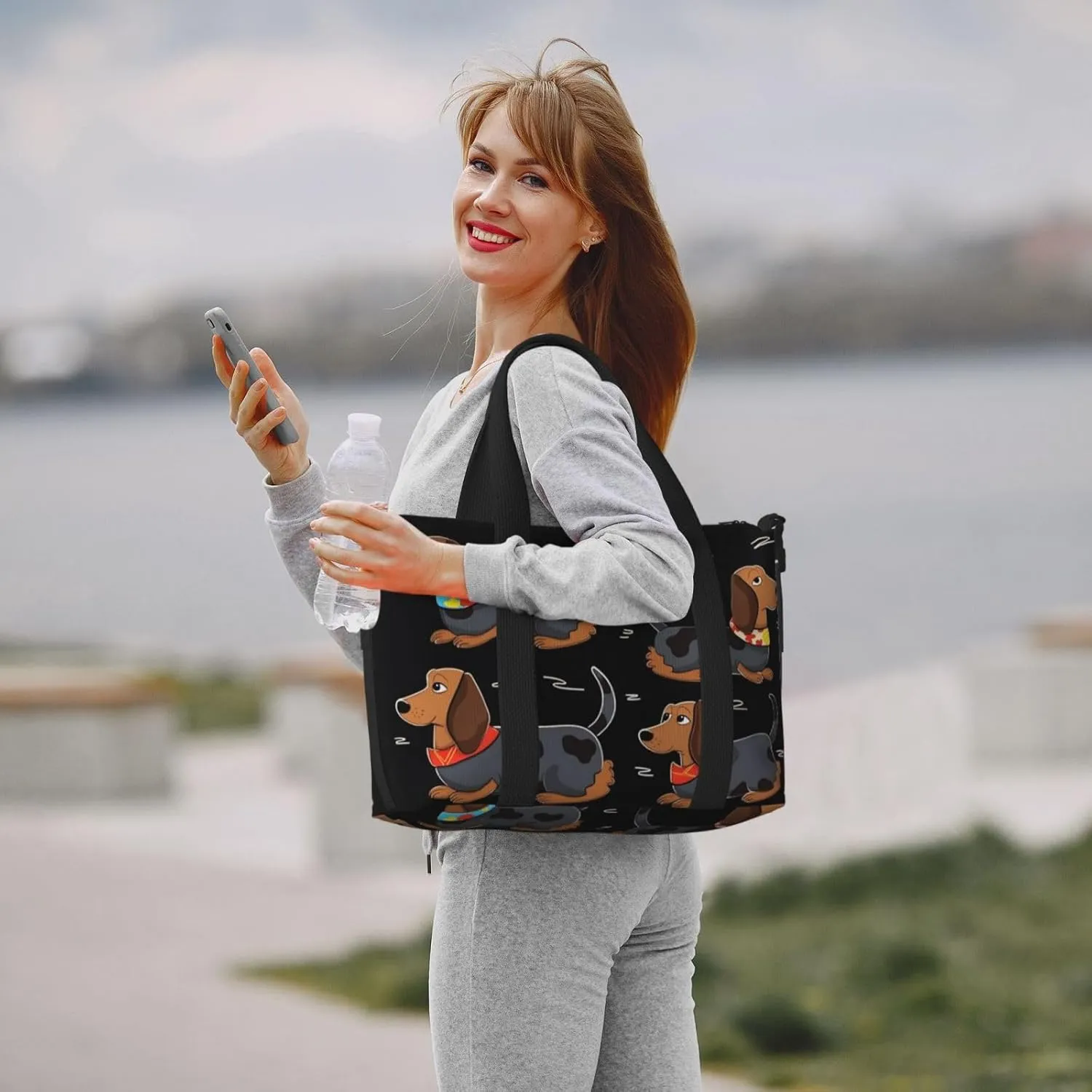 Sports Gym Bag for Women Men Travel Duffel Bag Tote I Love My Dog Dachshunds Weekender Bag Canvas Carry on Overnight Bag for Travel Swimming Fitness Workout Sports Duffle Bag
