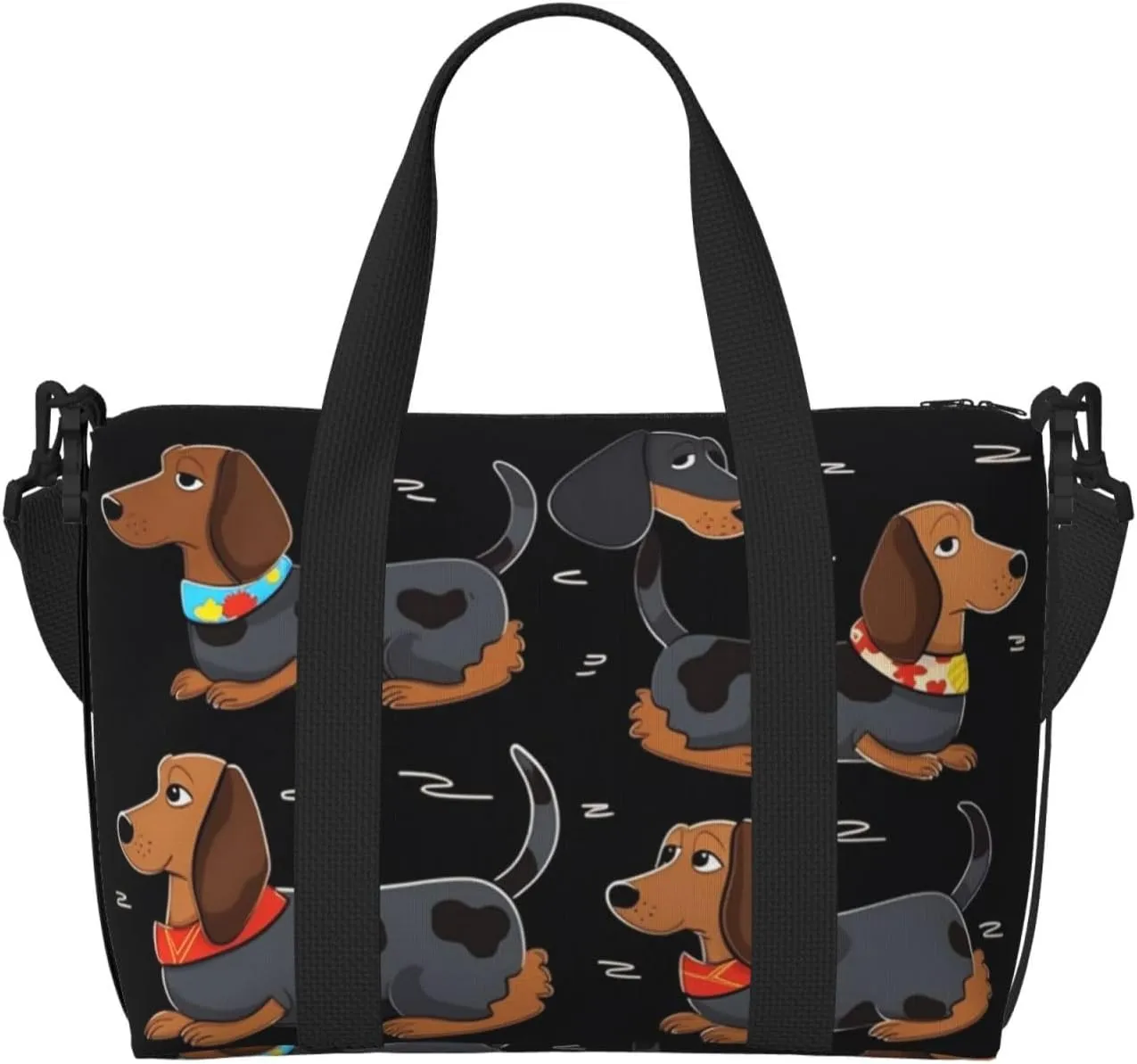 Sports Gym Bag for Women Men Travel Duffel Bag Tote I Love My Dog Dachshunds Weekender Bag Canvas Carry on Overnight Bag for Travel Swimming Fitness Workout Sports Duffle Bag