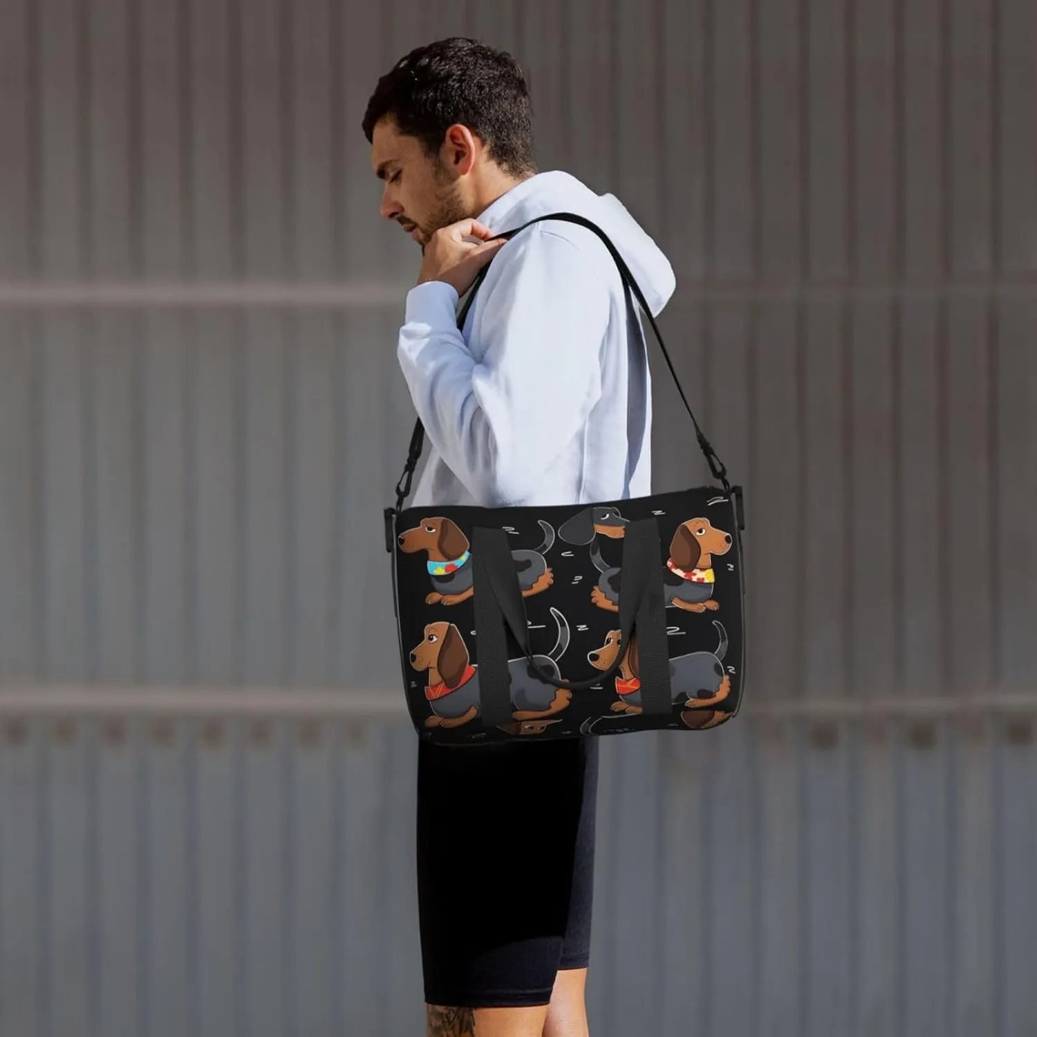 Sports Gym Bag for Women Men Travel Duffel Bag Tote I Love My Dog Dachshunds Weekender Bag Canvas Carry on Overnight Bag for Travel Swimming Fitness Workout Sports Duffle Bag