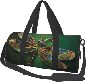 Sports Gym Bag for Women Men Travel Duffel Bag Tote Jewel dragonfly Weekender Bag Canvas Carry on Overnight Bag for Travel Swimming Fitness Workout Sports Duffle Bag