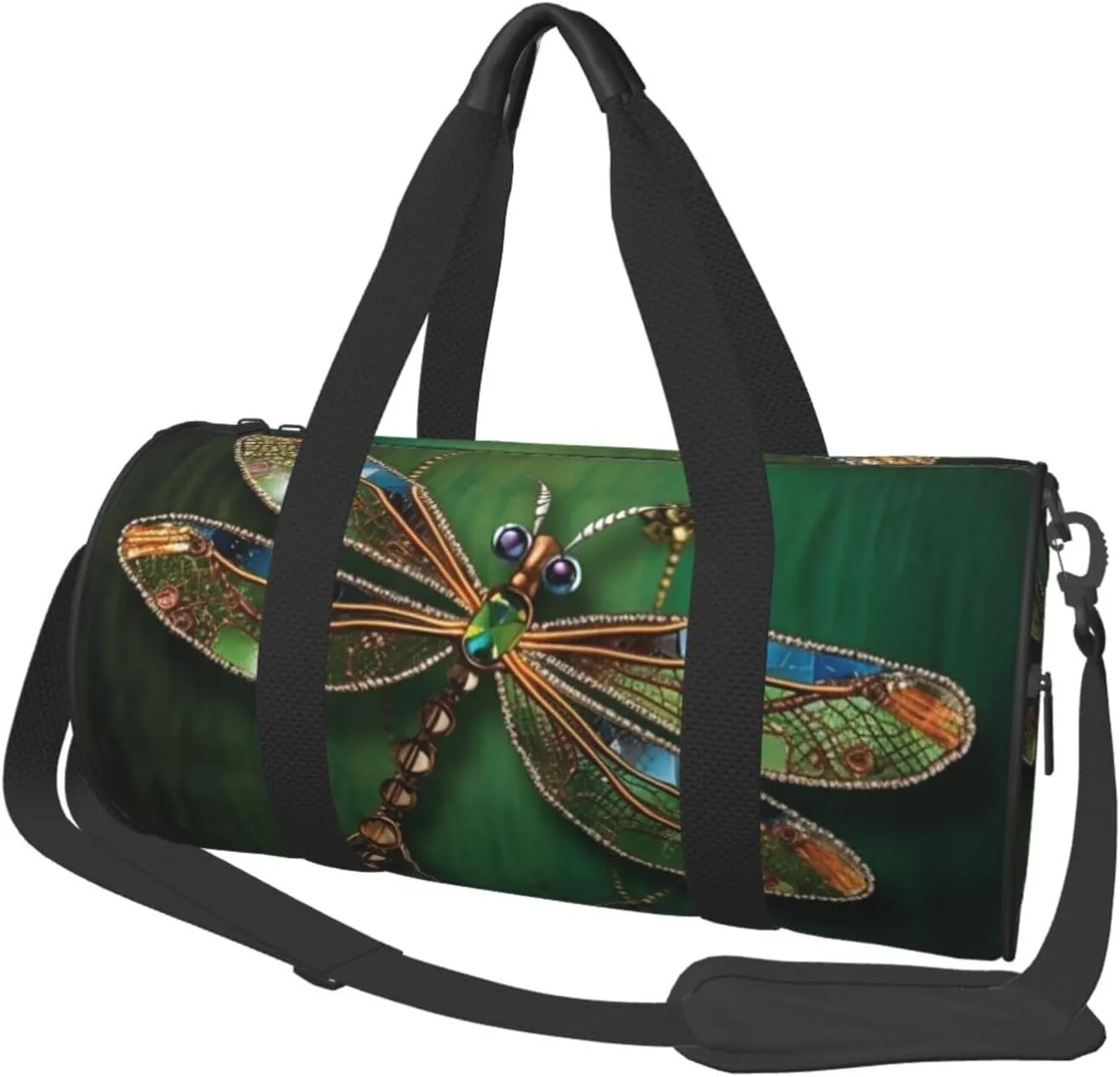 Sports Gym Bag for Women Men Travel Duffel Bag Tote Jewel dragonfly Weekender Bag Canvas Carry on Overnight Bag for Travel Swimming Fitness Workout Sports Duffle Bag