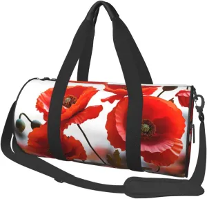 Sports Gym Bag for Women Men Travel Duffel Bag Tote Poppy Flowers Vivid Petals Weekender Bag Canvas Carry on Overnight Bag for Travel Swimming Fitness Workout Sports Duffle Bag