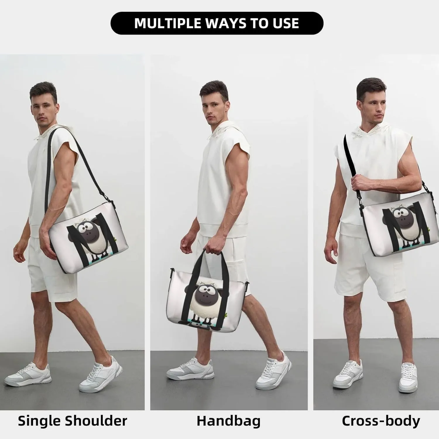Sports Gym Bag for Women Men Travel Duffel Bag Tote Sheep Weekender Bag Canvas Carry on Overnight Bag for Travel Swimming Fitness Workout Sports Duffle Bag