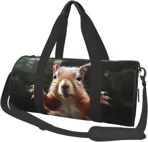 Sports Gym Bag for Women Men Travel Duffel Bag Tote Squirrel Funny Animal Weekender Bag Canvas Carry on Overnight Bag for Travel Swimming Fitness Workout Sports Duffle Bag