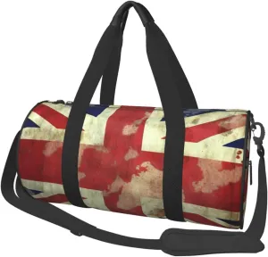 Sports Gym Bag for Women Men Travel Duffel Bag Tote Vintage Union Jack British Flag Weekender Bag Canvas Carry on Overnight Bag for Travel Swimming Fitness Workout Sports Duffle Bag