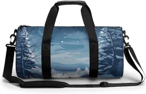 Sports Gym Bag for Women Men Travel Duffel Bag Tote Weekender Bag A Horse And Snow Carry on Overnight Bag for Travel Swimming Fitness Workout Sports Duffle Bag