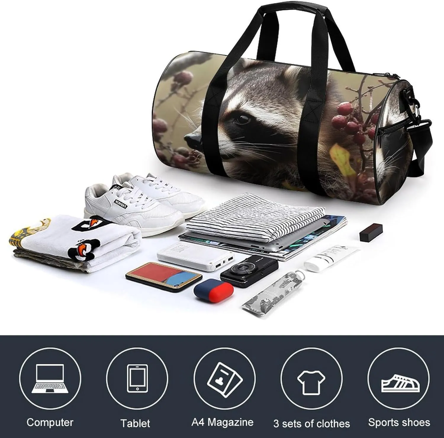 Sports Gym Bag for Women Men Travel Duffel Bag Tote Weekender Bag Animals on Tree Carry on Overnight Bag for Travel Swimming Fitness Workout Sports Duffle Bag