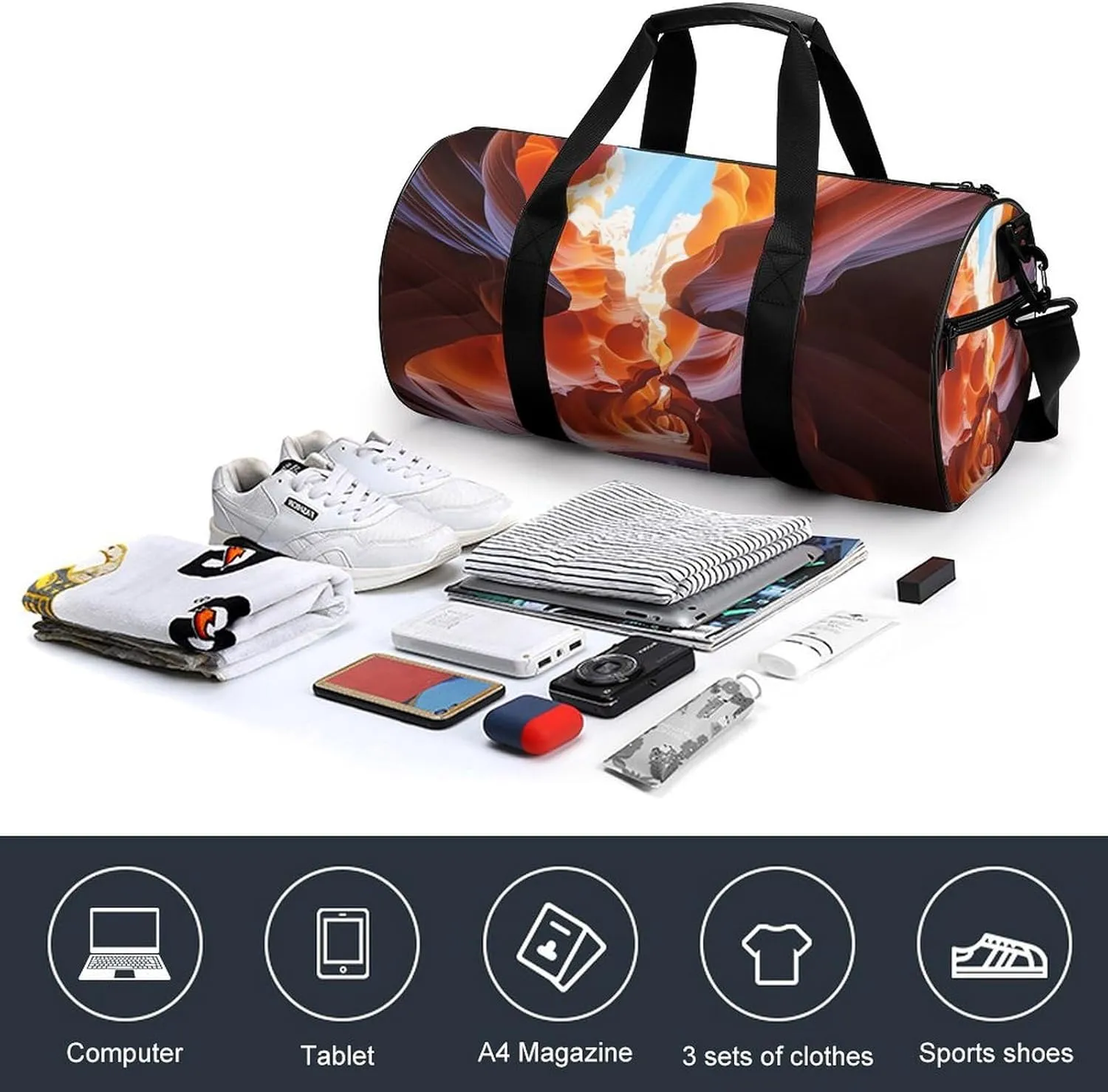 Sports Gym Bag for Women Men Travel Duffel Bag Tote Weekender Bag Antelope Canyon Carry on Overnight Bag for Travel Swimming Fitness Workout Sports Duffle Bag