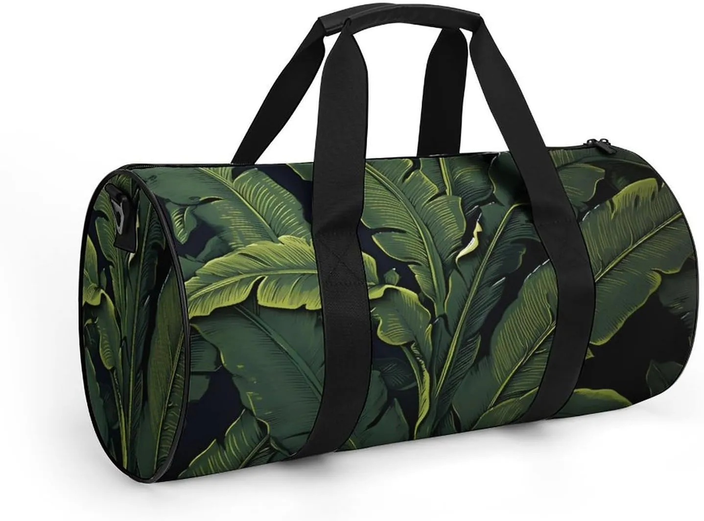 Sports Gym Bag for Women Men Travel Duffel Bag Tote Weekender Bag Banana Leaf Black Carry on Overnight Bag for Travel Swimming Fitness Workout Sports Duffle Bag