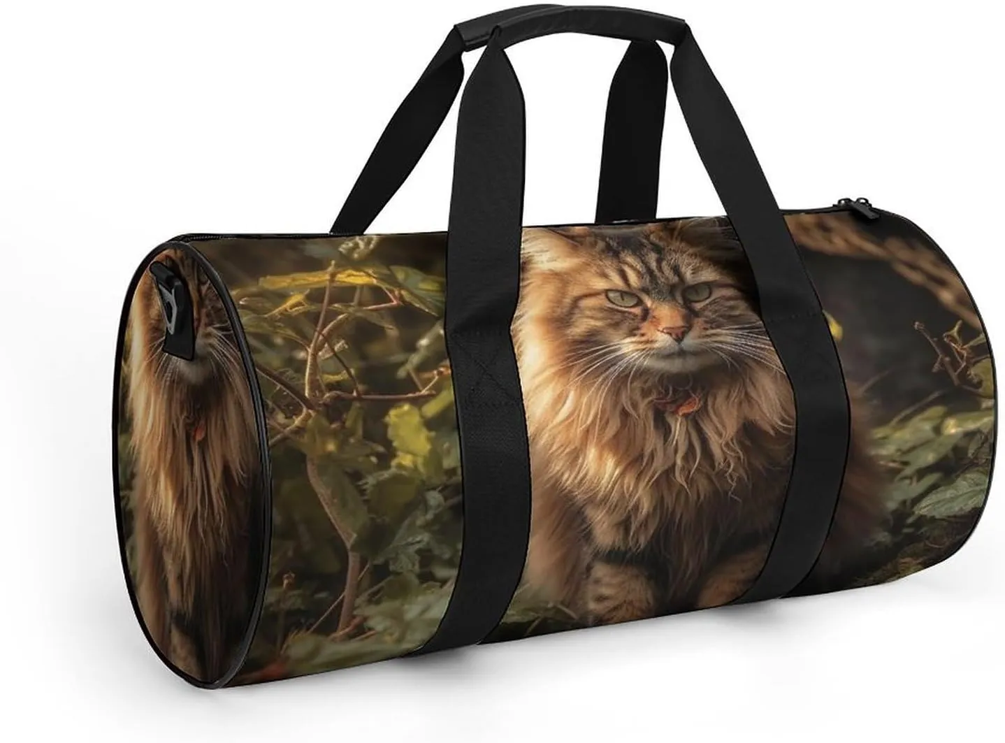 Sports Gym Bag for Women Men Travel Duffel Bag Tote Weekender Bag Cat Sitting in Bush Carry on Overnight Bag for Travel Swimming Fitness Workout Sports Duffle Bag
