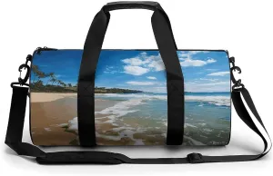 Sports Gym Bag for Women Men Travel Duffel Bag Tote Weekender Bag Clear Sky Wave Beach Carry on Overnight Bag for Travel Swimming Fitness Workout Sports Duffle Bag