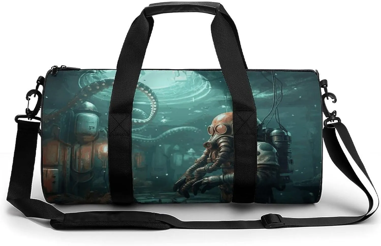 Sports Gym Bag for Women Men Travel Duffel Bag Tote Weekender Bag Cool Octopus Diver Carry on Overnight Bag for Travel Swimming Fitness Workout Sports Duffle Bag
