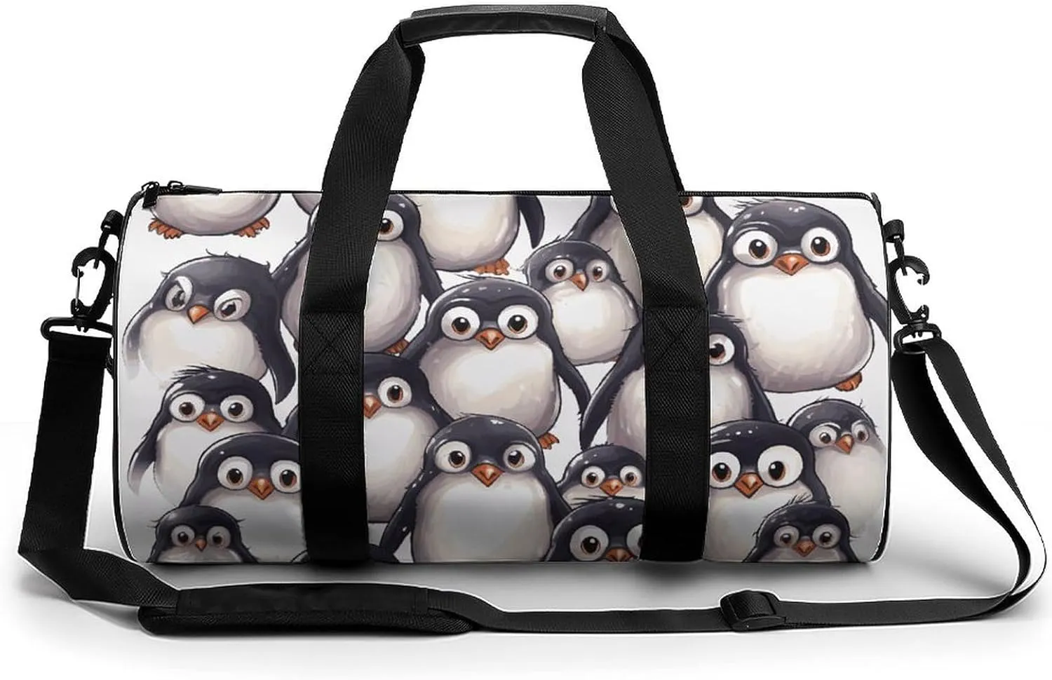 Sports Gym Bag for Women Men Travel Duffel Bag Tote Weekender Bag Cute Baby Penguins Sketch Carry on Overnight Bag for Travel Swimming Fitness Workout Sports Duffle Bag