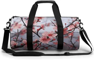 Sports Gym Bag for Women Men Travel Duffel Bag Tote Weekender Bag Delicate Cherry Blossoms Carry on Overnight Bag for Travel Swimming Fitness Workout Sports Duffle Bag