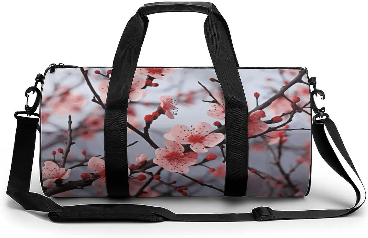Sports Gym Bag for Women Men Travel Duffel Bag Tote Weekender Bag Delicate Cherry Blossoms Carry on Overnight Bag for Travel Swimming Fitness Workout Sports Duffle Bag