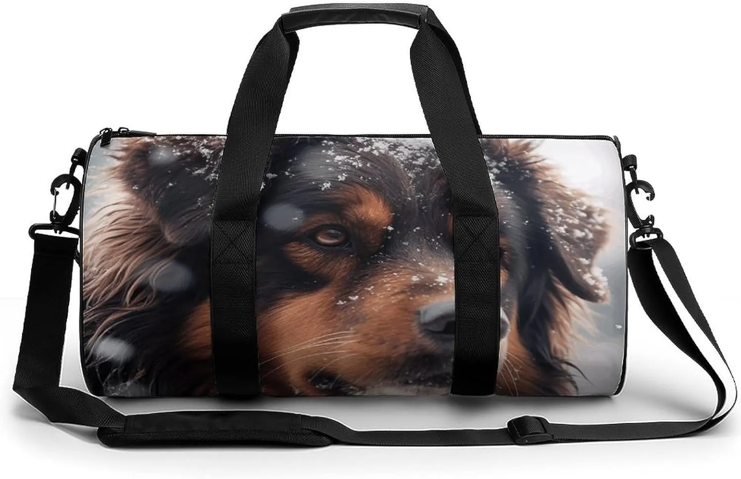 Sports Gym Bag for Women Men Travel Duffel Bag Tote Weekender Bag Dog in Snow Carry on Overnight Bag for Travel Swimming Fitness Workout Sports Duffle Bag
