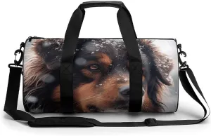 Sports Gym Bag for Women Men Travel Duffel Bag Tote Weekender Bag Dog in Snow Carry on Overnight Bag for Travel Swimming Fitness Workout Sports Duffle Bag