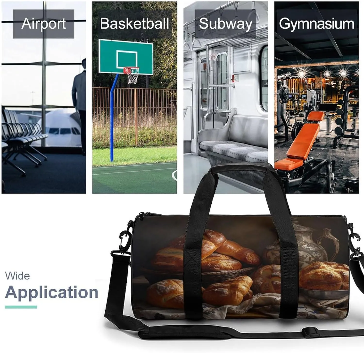 Sports Gym Bag for Women Men Travel Duffel Bag Tote Weekender Bag Dough for Bread Carry on Overnight Bag for Travel Swimming Fitness Workout Sports Duffle Bag
