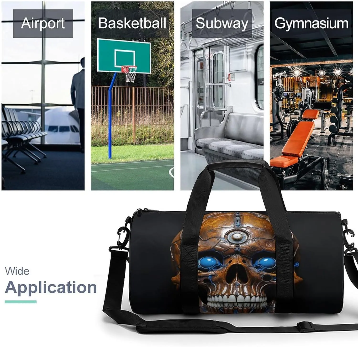 Sports Gym Bag for Women Men Travel Duffel Bag Tote Weekender Bag Eyes Skull Carry on Overnight Bag for Travel Swimming Fitness Workout Sports Duffle Bag