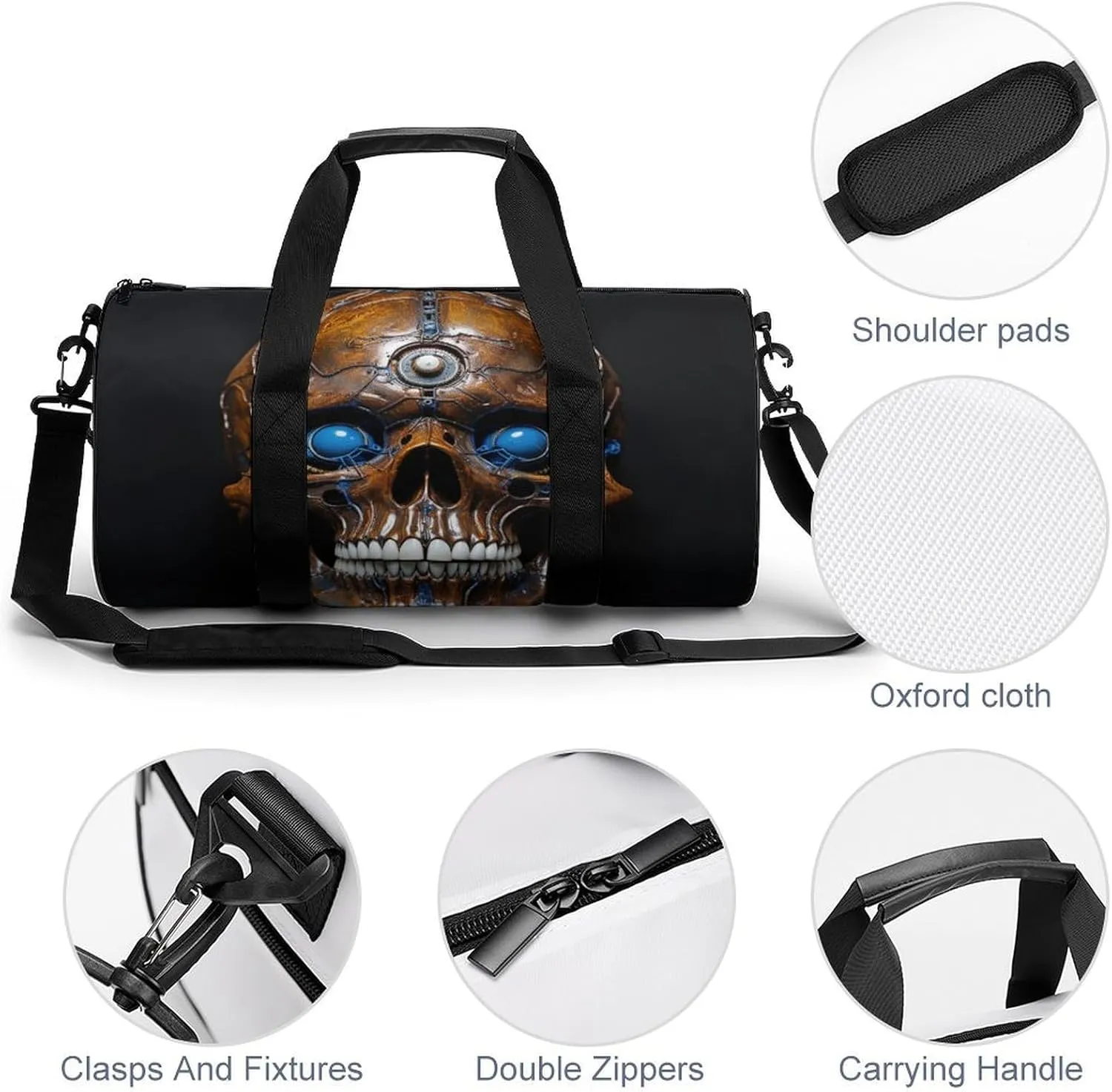 Sports Gym Bag for Women Men Travel Duffel Bag Tote Weekender Bag Eyes Skull Carry on Overnight Bag for Travel Swimming Fitness Workout Sports Duffle Bag