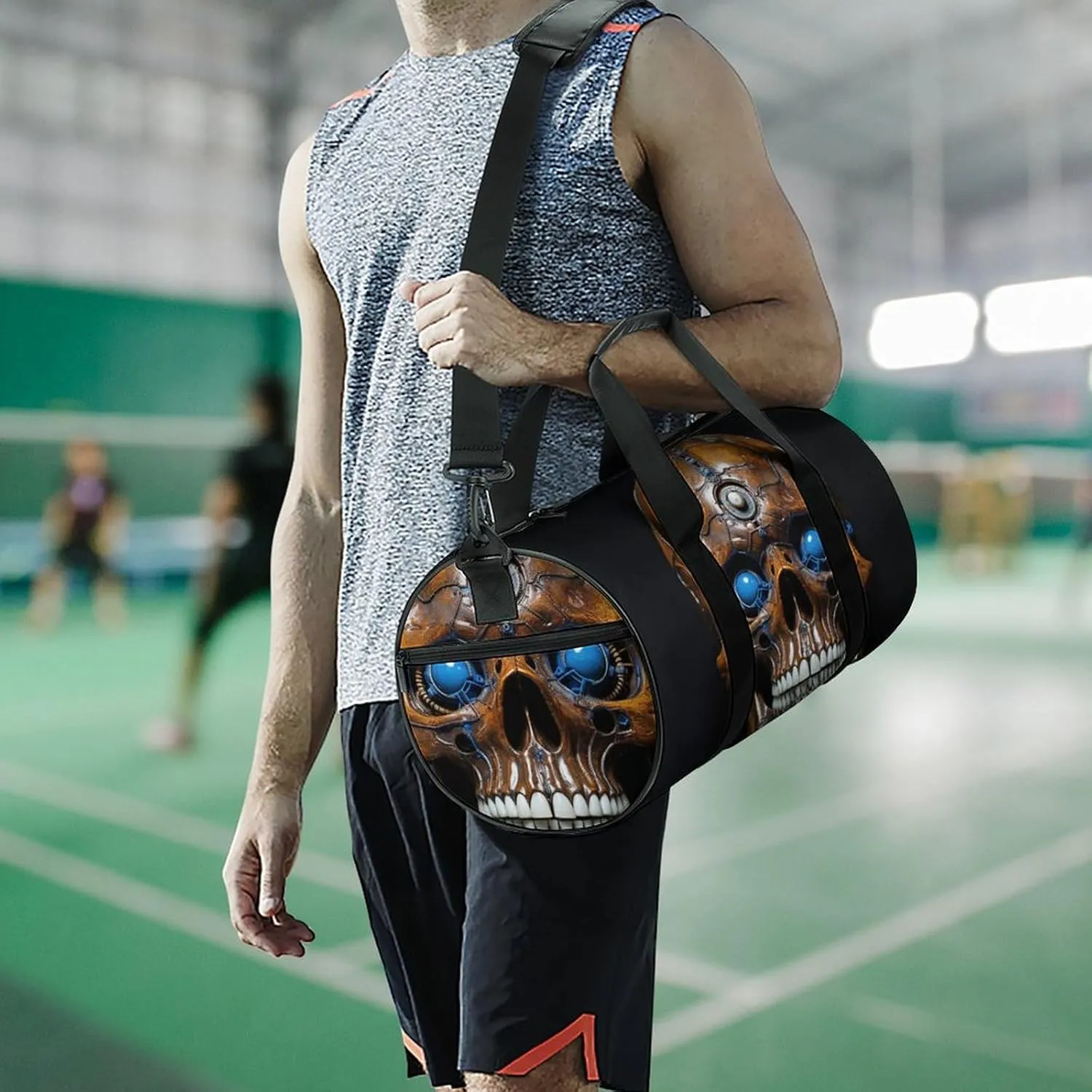 Sports Gym Bag for Women Men Travel Duffel Bag Tote Weekender Bag Eyes Skull Carry on Overnight Bag for Travel Swimming Fitness Workout Sports Duffle Bag
